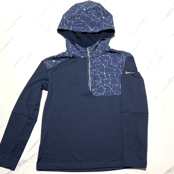 Nike Blue Dri-Fit Fleece Lined Hooded Athletic Jacket Unisex Sz Medium Youth - Picture 3 of 15